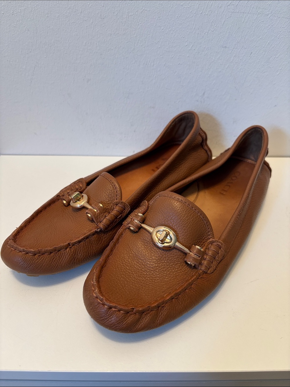 Coach Arlene Brown Leather Bit-Detail Loafers 8.5
